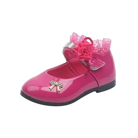 

Ritualay Girls Cute Flats Comfort Magic Tape Party Performance Floral Decor Mary Jane 808 Rose Red 2Y