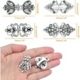 thumbnail image 4 of 4pcs  Rhinestone Sweater Swirl Clips Vintage Flower Cape Cloak Clips Cardigan Shawl Collar Clasp Dress Shirt Brooch Clips for Women，Antique Silver, 4 of 8