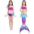 thumbnail image 2 of Mermaid Tails Swimsuit for Girls Swimming 3Pcs Mermaid Princess Bathing Suit for 4-13 Year Old High quality, 2 of 5