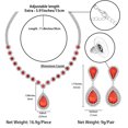 thumbnail image 4 of Juwaliy Women Bridal Wedding Jewelry Set Teardrop Crystal Necklace Earrings for Bride Bridesmaid Party Prom Gifts Red, 4 of 6