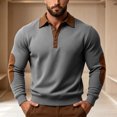 thumbnail image 4 of TOUMENY Men Sweater Button Down Long Sleeve Solid Collared Slim Tops Fall Winter Casual Vintage Fashion Pullover Dark Gray S, 4 of 7