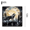 thumbnail image 2 of 12 Inch Wall Clock Battery Operated Silent Clock Decorative for Office, Kitchen, Outdoor, Living Room，Wolf Black Lovely Art, 2 of 4