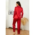 thumbnail image 2 of HEARTNICE Women Silk Pajamas Set, Button Down Satin Sleepwear Lightweight Pjs Set,(Red,L), 2 of 5