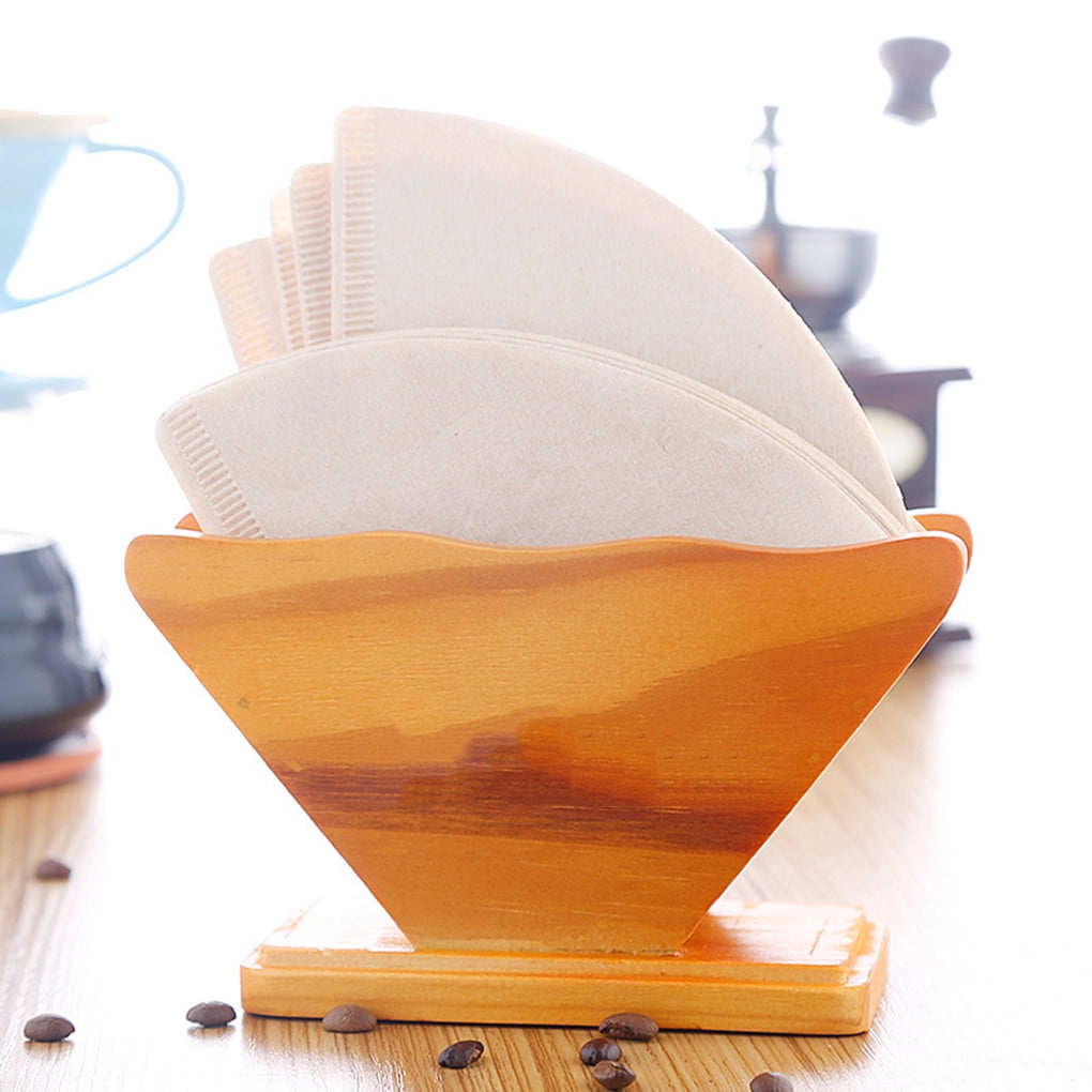 Wooden Coffee Filter Holder Base Coffee Paper Storage Rack Filter Paper