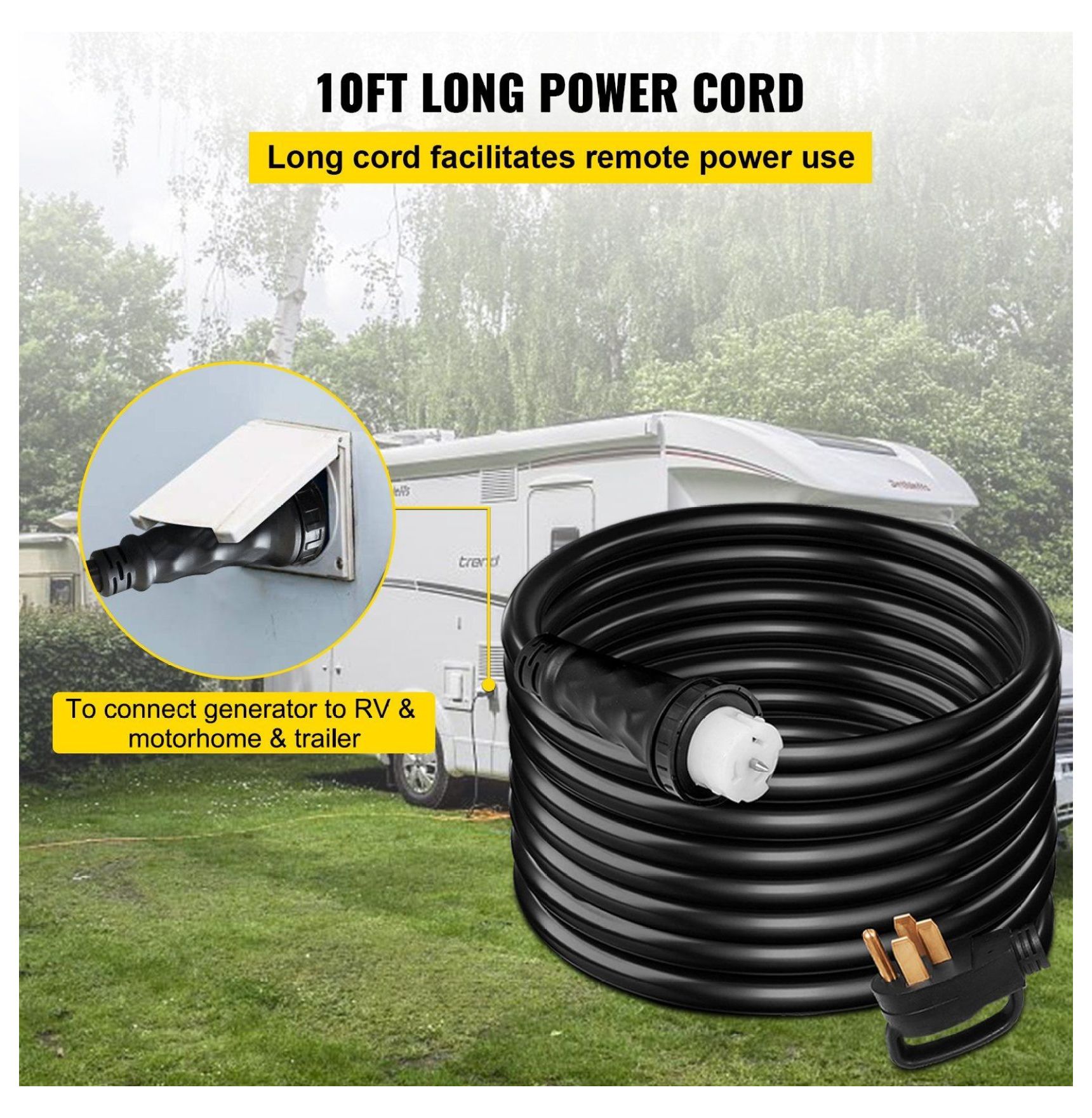 50 Amp Generator Cord 10Ft STW 6/3+8/1, 125/250V Generator Extension Cord N14-50P to CS6364, RV Power Cord for Generator, Heavy Duty Twist Lock Power Cable