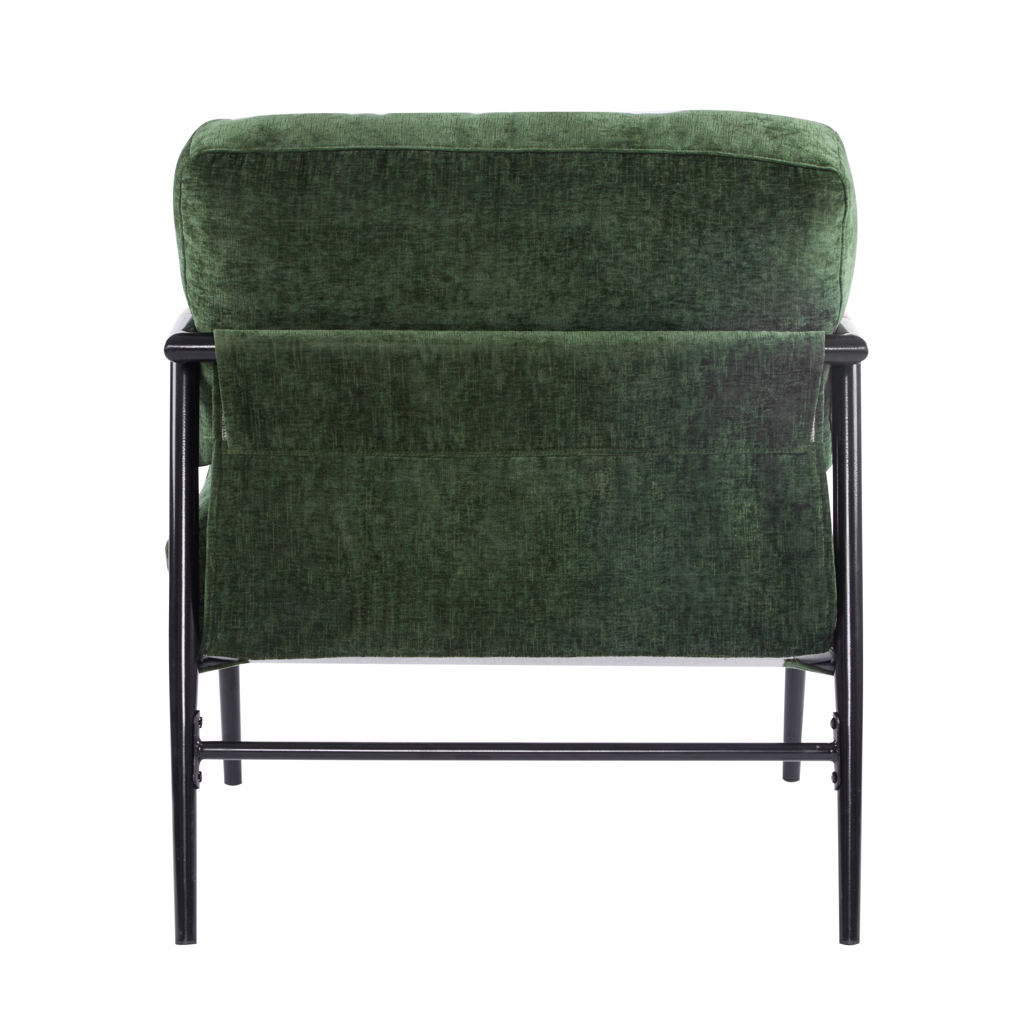 Leumius Modern Accent Chair with Plush Cushions, Minimalist Metal Frame and Wooden Armrest Design for Living Room Bedroom Office Green