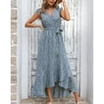 thumbnail image 3 of FreshPrettySummer Floral Maxi Dress for Women Vacation Ruffle Sleeve V Neck Belt Wrap Spring Beach Wedding Guest Dresses, 3 of 6
