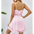 thumbnail image 3 of SWSMCLT Women's Sleeveless Dress Summer Sexy Beach Party Crochet See Through Waist Ruffle Layered Swiss Dot Sundress Deep V Neck Wrap Dresses Backless Pink 8-10, 3 of 4