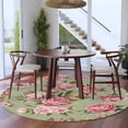 thumbnail image 3 of Round Rugs 5Ft, Flowers Vintage Round Area Rug Washable Indoor Throw Carpet, Green Leaves Pastoral Floral Country Soft Non Slip Circle Rug for Cabinet Bathroom Home Decor Aesthetic, 3 of 8