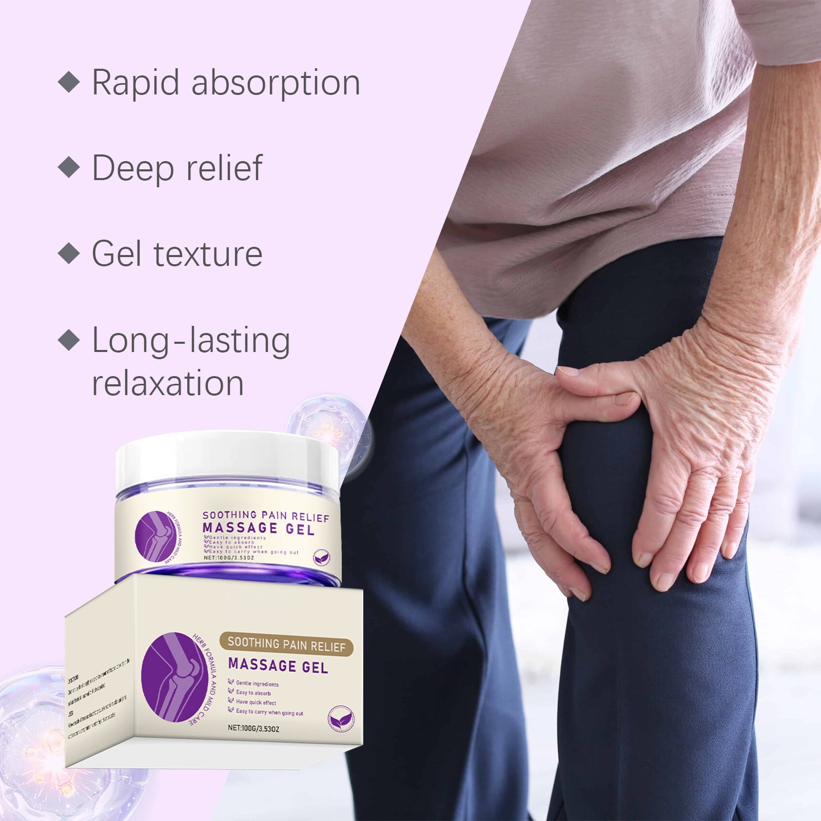 Alvantor Massage Gel with Mugwort & Ginger for Joints Knees Soothing Relief, Elbows Shoulders Comfort External Use, 3.53oz