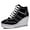 B All-black, variant on Women's Sneaker Shoes High Heel Fashionable Canvas Shoes High Tube Lace Up Wedge Edge Zipper Slope Angle Shoes Size 4-11