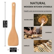 HSM 2pcs Wooden Spatulas for Cooking, 13inch Coated Beech Wood Turners for Frying, Non-Scratch Flat Spurtle for Pan & Wok, Cooking Utensils for Non Stick Cookware, Long Handle Non-toxic Scraper