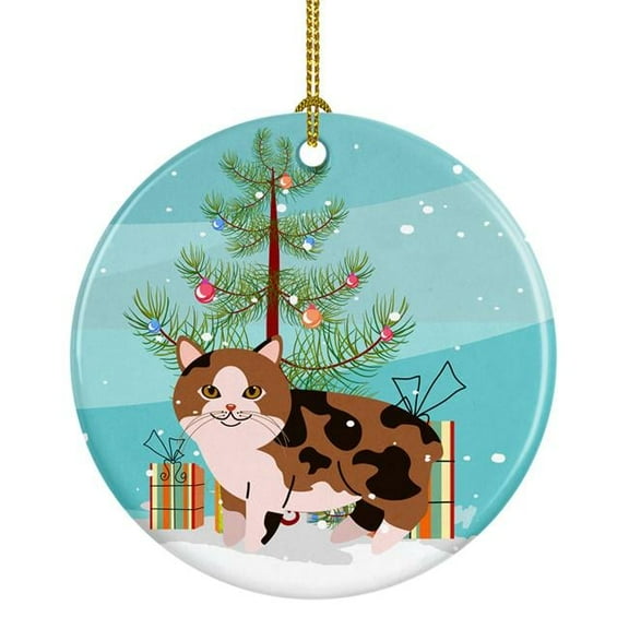 Manx Cat Merry Christmas Tree Ceramic Ornament