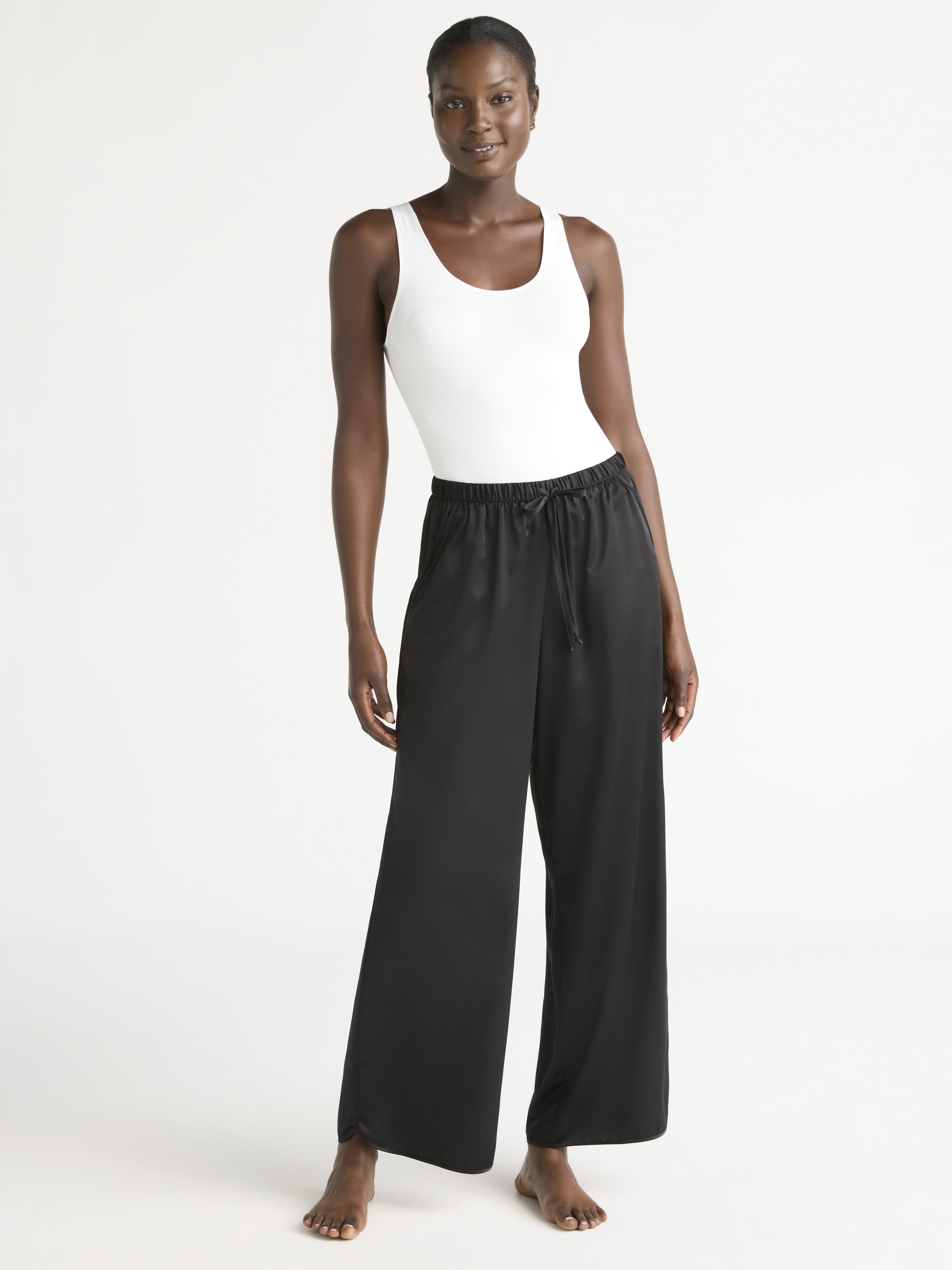 Joyspun Women’s Satin Pants, 28'' Inseam, Sizes XS-3X