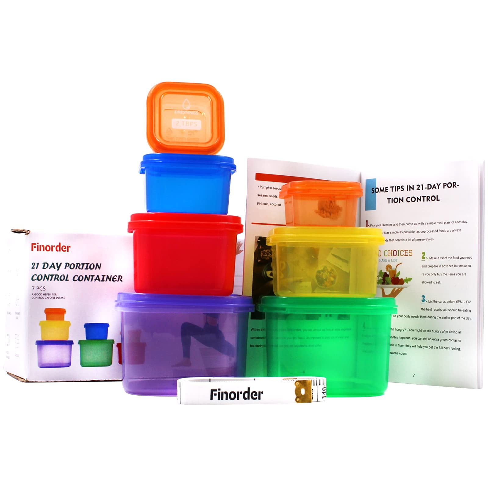 Efficient Nutrition Portion Control Containers DELUXE Kit (14-Piece) with  COMPLETE GUIDE + 21 DAY PLANNER + RECIPE eBOOK BPA FREE Color Coded Meal