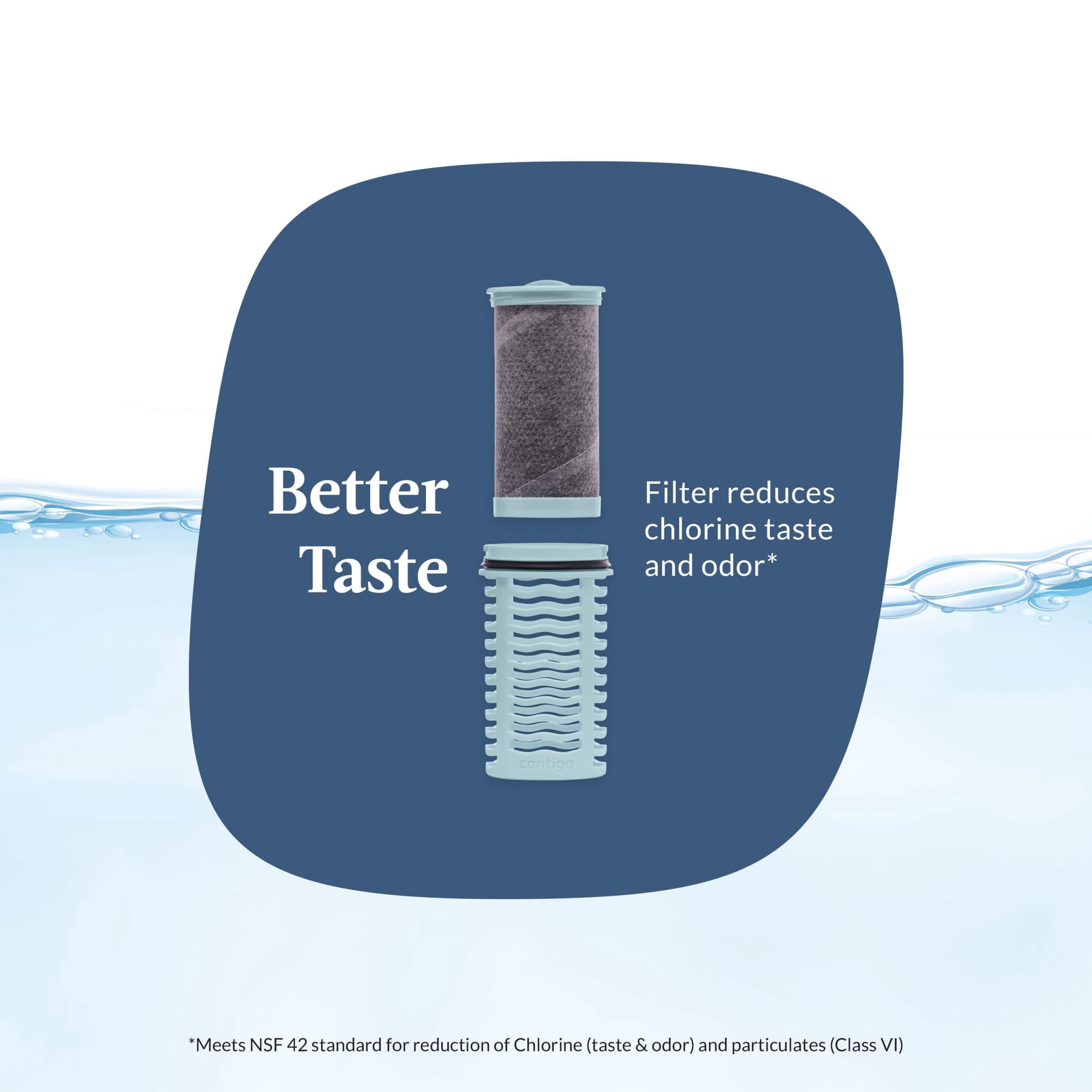 Contigo Clybourn Plastic FreeFlow Filter Water Bottle with AUTOSEAL Lid 24 oz., Dark Ice, with Replacable Filter