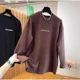 thumbnail image 2 of Camiseta holgada de manga larga para mujer, nueva, de talla grande 2024, estilo europeo, capa interior de vellón de doble cara, 2 of 4