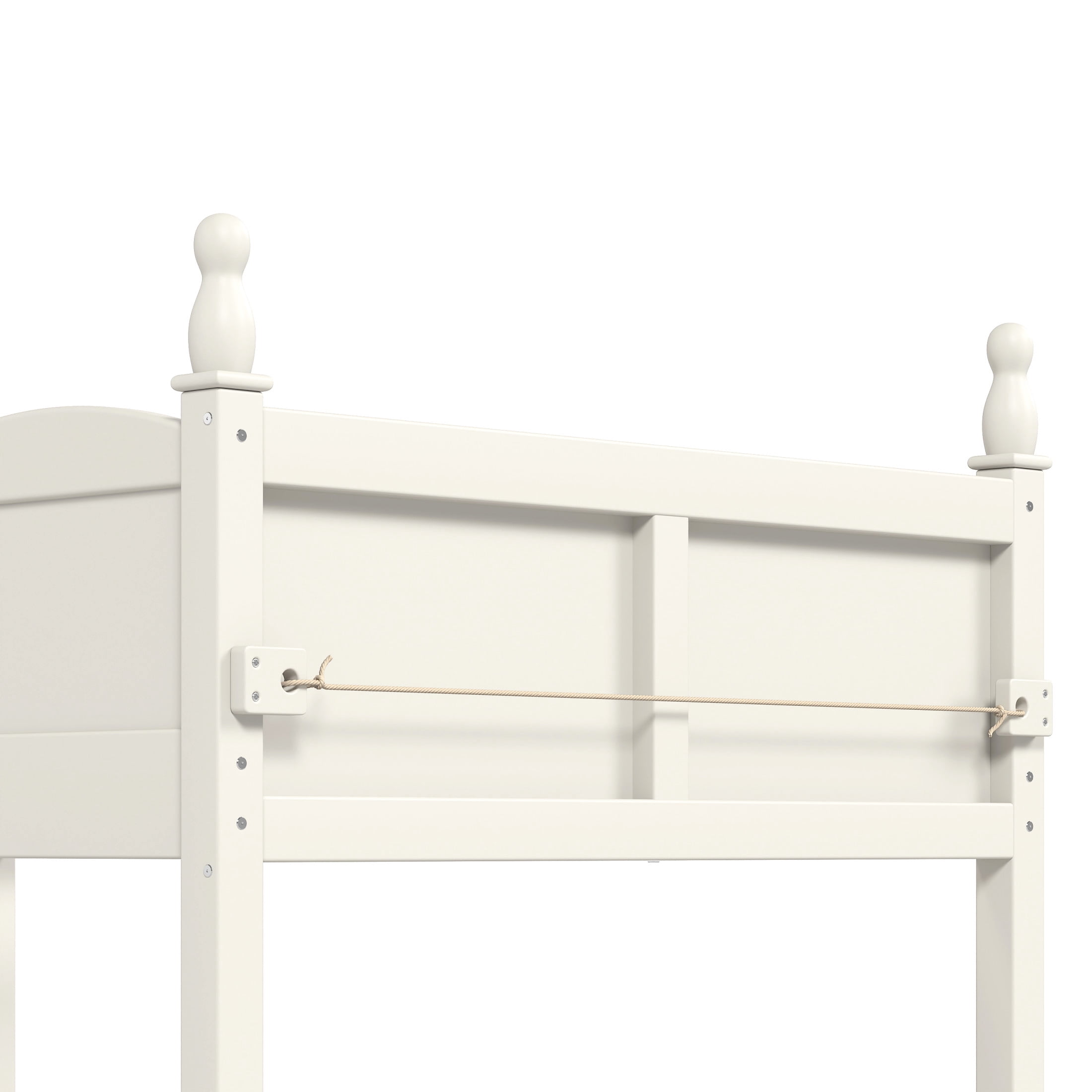 GDF Studio Twin Size Low Loft Bed with Guardrails, Ladder & Side Bookshelf, Chic Design, Beige
