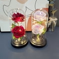 thumbnail image 3 of Regalos de Navidad tres rosas adornos de cubierta de vidrio luces LED luminosas creativas regalos decorativos, 3 of 3