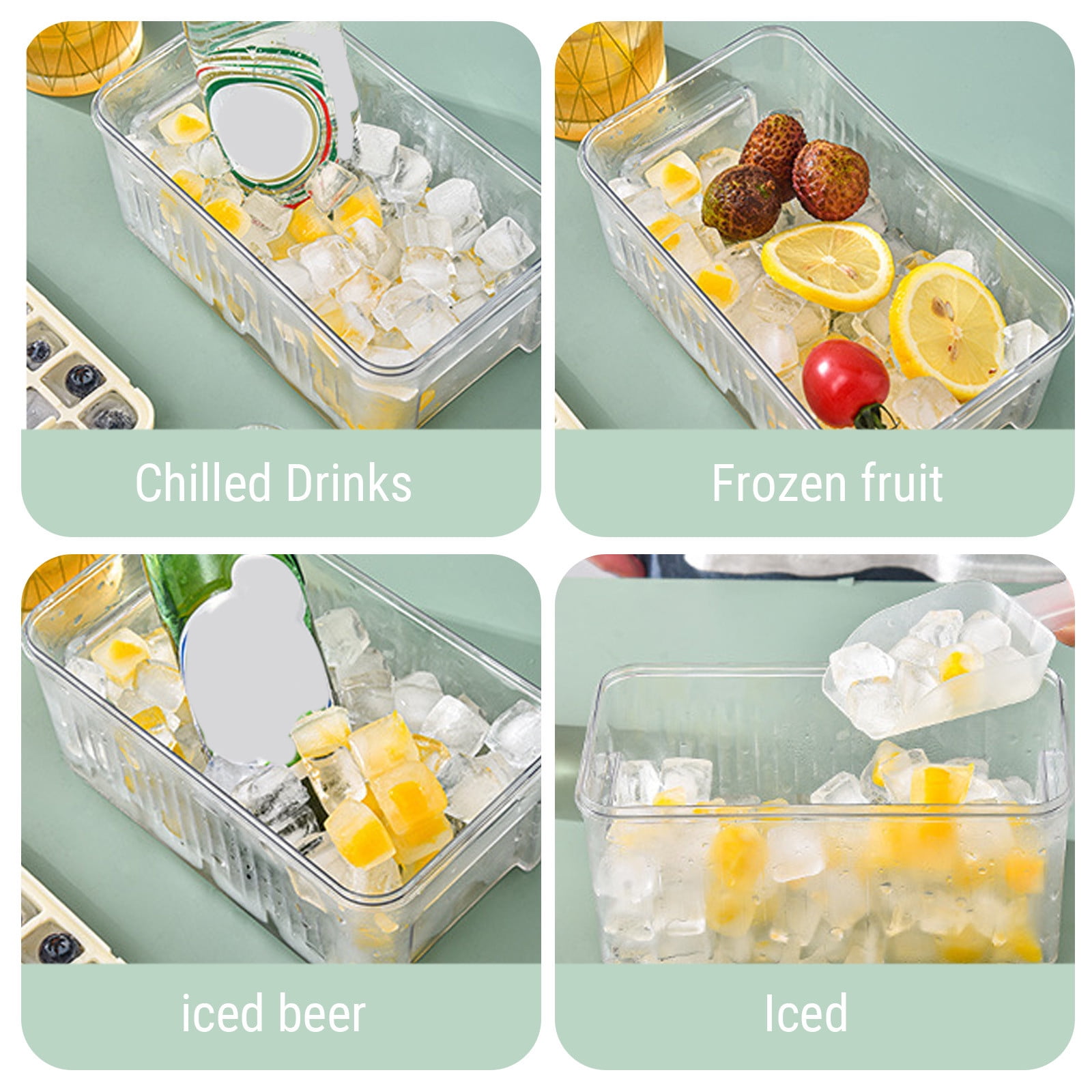 LSLJS Kitchen GadGets Ice Trays, Ice Cubes Tray With Lid And Bin,56 Pcs Ice Cubes Molds With Ice Scoop,Easy Release & Save Space, Ice Cubes Storage Container Set for Kitchen Home on Clearance