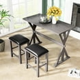 thumbnail image 3 of Modern Wooden Frame Dinning Table with 2 Stools for Small Hoouse Friends Entertainment Kitchen Table for Family - Gray, 3 of 8