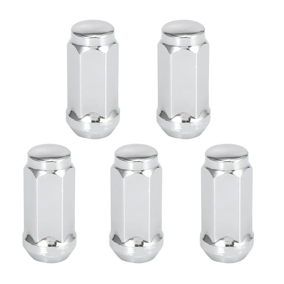 5pcs Car Silver Tone M14x2.0 Wheel Tire Lug Nuts Bulge Acorn Cone Seat Closed End 1.9" Long 3/4" Hex