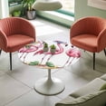 thumbnail image 4 of Watercolors Flamingo Elastic Fitted Round Table Cover Beach Wave Waterproof Outdoor Tablecloth for Holiday Party, Picnic, Patio & Dining Fits Tables Up to 36"-44", 4 of 8