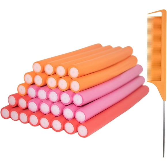 GHSDFBB 3Pack Flexible Curling Rods Flexi Foam Rollers Twist Flex Foam Hair Curlers No Heat Twist Rods for Long Medium Short Hair (Diameter 2.0cm, 30rods)