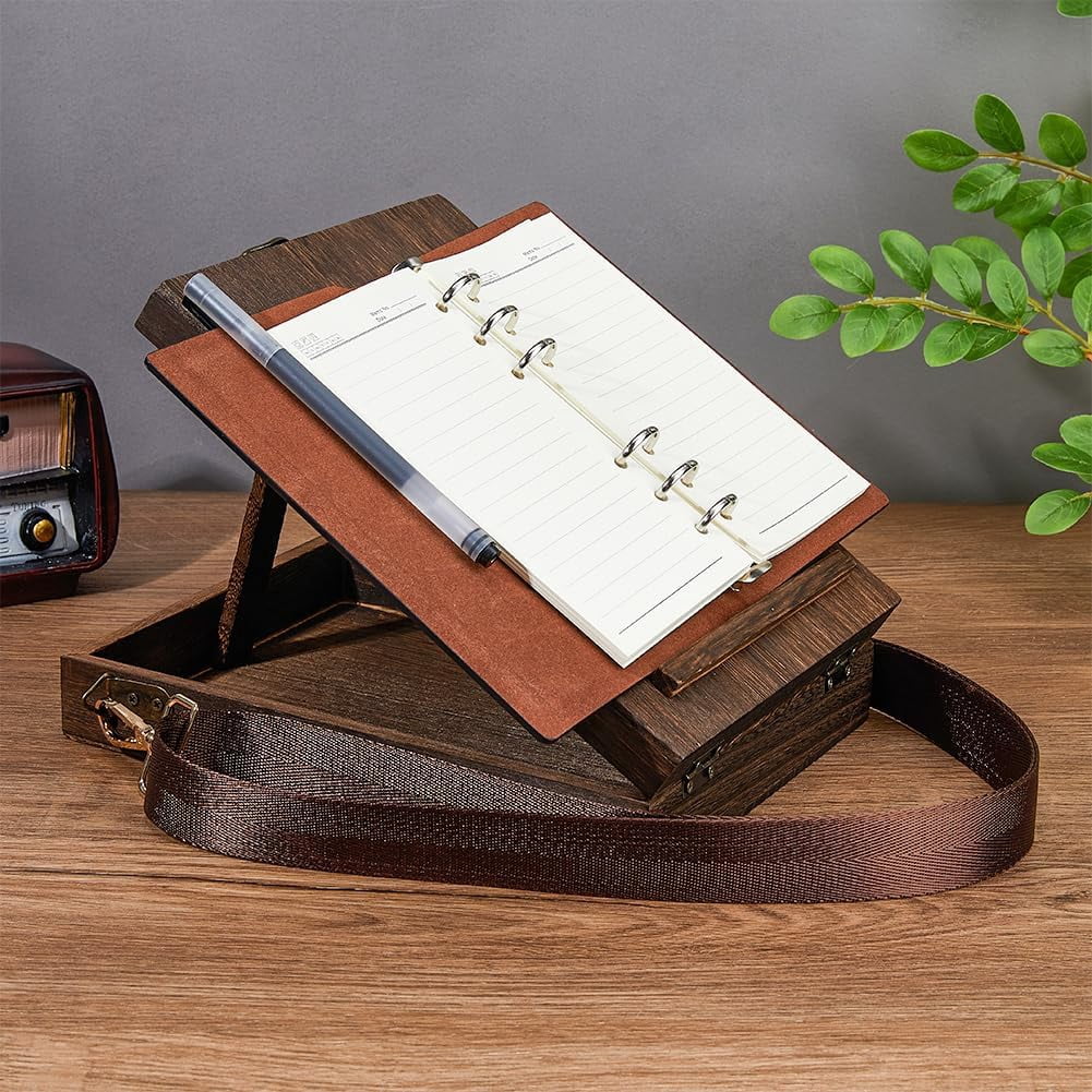 Writers Messenger Wood Box Tabletop Easel Box Painting Brush Tool Storage Cage Portable Storage Easel Box with Band for Outdoor Painting Drawing Sketching Writing