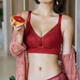 thumbnail image 5 of Bigersell Push-Up T-Shirt Bra Ladies Comfortable Breathable No Underwire Lace Push-Up Adjustment Lift Bra Woman Underwear Women Size Padded Bra With Straps, Style 3861, Red 32B, 5 of 9