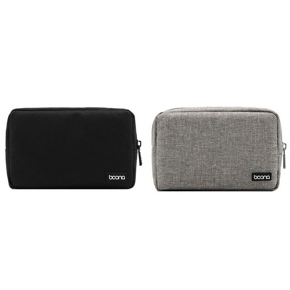 2PCS Storage Bag Multifunctional Storage Bag for Laptop Power Adapter Power Bank Data Cable Charger, Black & Gray