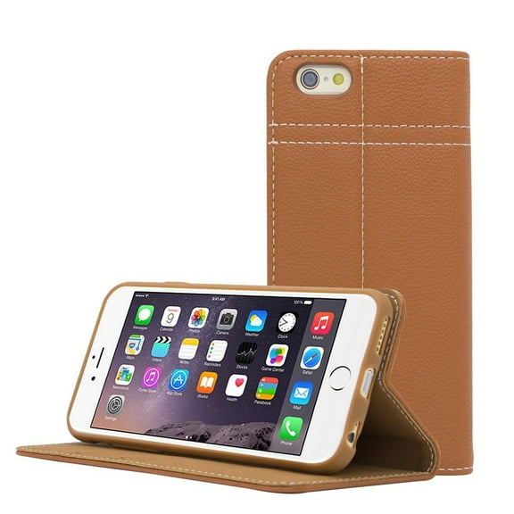 Iphone 6s Case, Mignova Iphone 6s Leather Case, Classic Folio Case Book Design with Stand and Id Credit Card Slots, Magnetic Closure for Iphone 6/6s (4.7 Inch) (Brown)