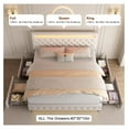 Queen Led Bed Frame with 4 Storage Drawers, with Smart Control RGBW LED