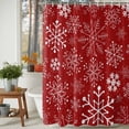 thumbnail image 4 of Red Snowflake Christmas Shower Curtain, Xmas Snowflake Red Waterproof Fabric Shower Curtains with 12 Hooks, Bathroom Curtain Set for Bathroom Accessories Decor, 66 x 72 Inches, 4 of 9