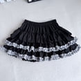 thumbnail image 2 of XIAOCHA Women's Tiered Ruffled Contrast Elastic Waist Mini Skirt Dark Sweet -Inspired Voluminous Casual Short Skirt, 2 of 3