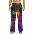 thumbnail image 2 of Goofa Bright Universe Printed Soft Pajama Pants for Men, Wide Leg Comfy Casual Lounge Yoga Pants-, 2 of 9