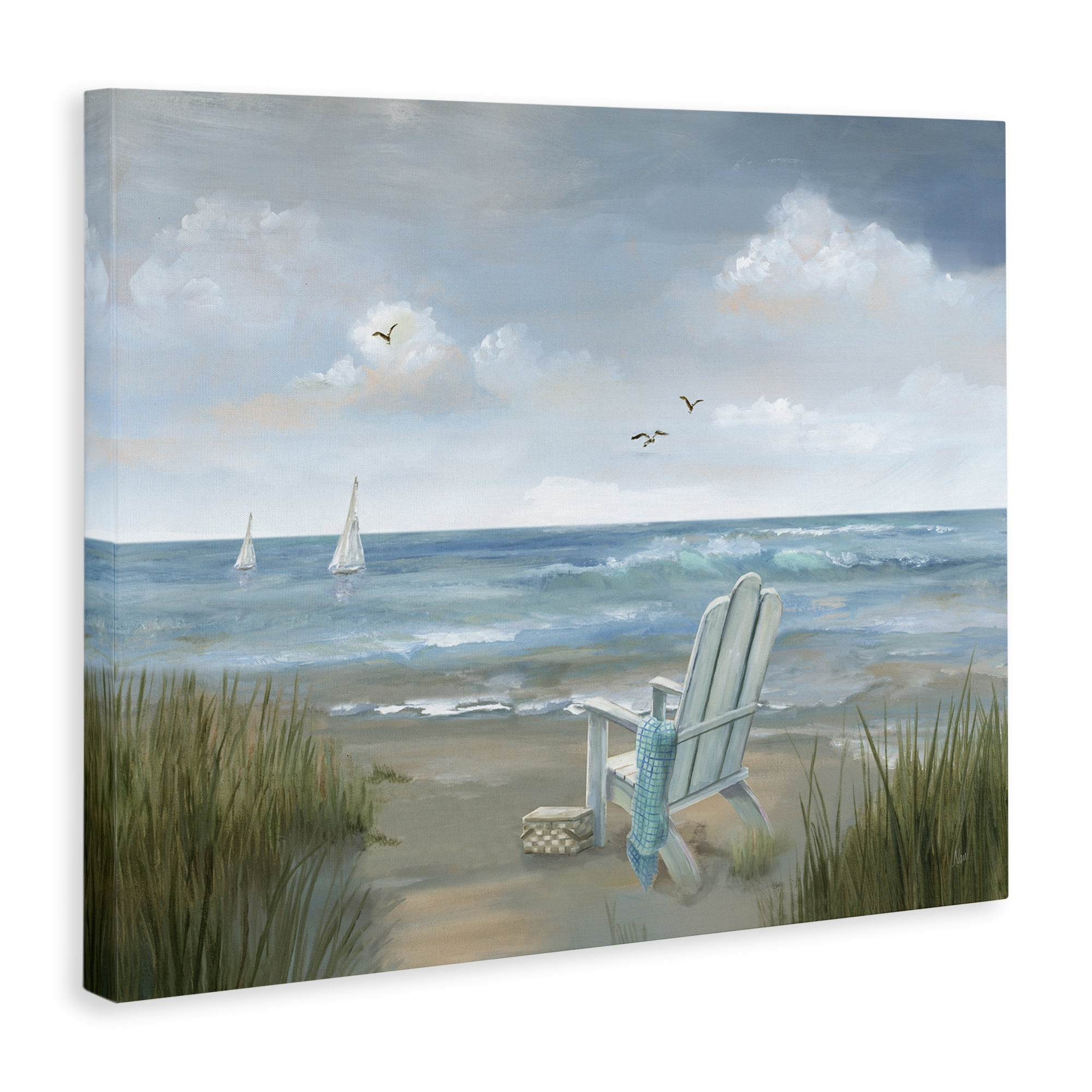 Stupell Industries Soothing Beach Scenery Nautical & Beach Painting Wrapped Canvas Art Print Wall Art, 48 x 36
