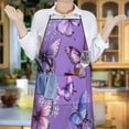 thumbnail image 6 of Purple Butterfly Flower Pattern Apron-Garden Aprons for Women with Pockets-Cotton Linen Waterproof Kitchen Cooking Gardening Aprons Adjustable for Kitchen,Cooking,BBQ and Salon 33x27 Inch, 6 of 7