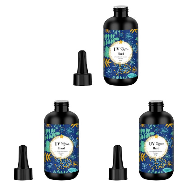 3X Resina UV 200G Resina Transparente de Tipo Duro de Curado Ultravioleta Transparente, Resina de Curado Solar para FabricacióN de Joyas de Resina UV DIY