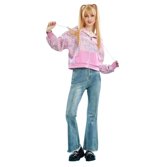 [Officially Licensed] Winx Club Zip-up Pink Hoodie for Women Adorable Long Sleeved Sweaters Casual Sweatshirt