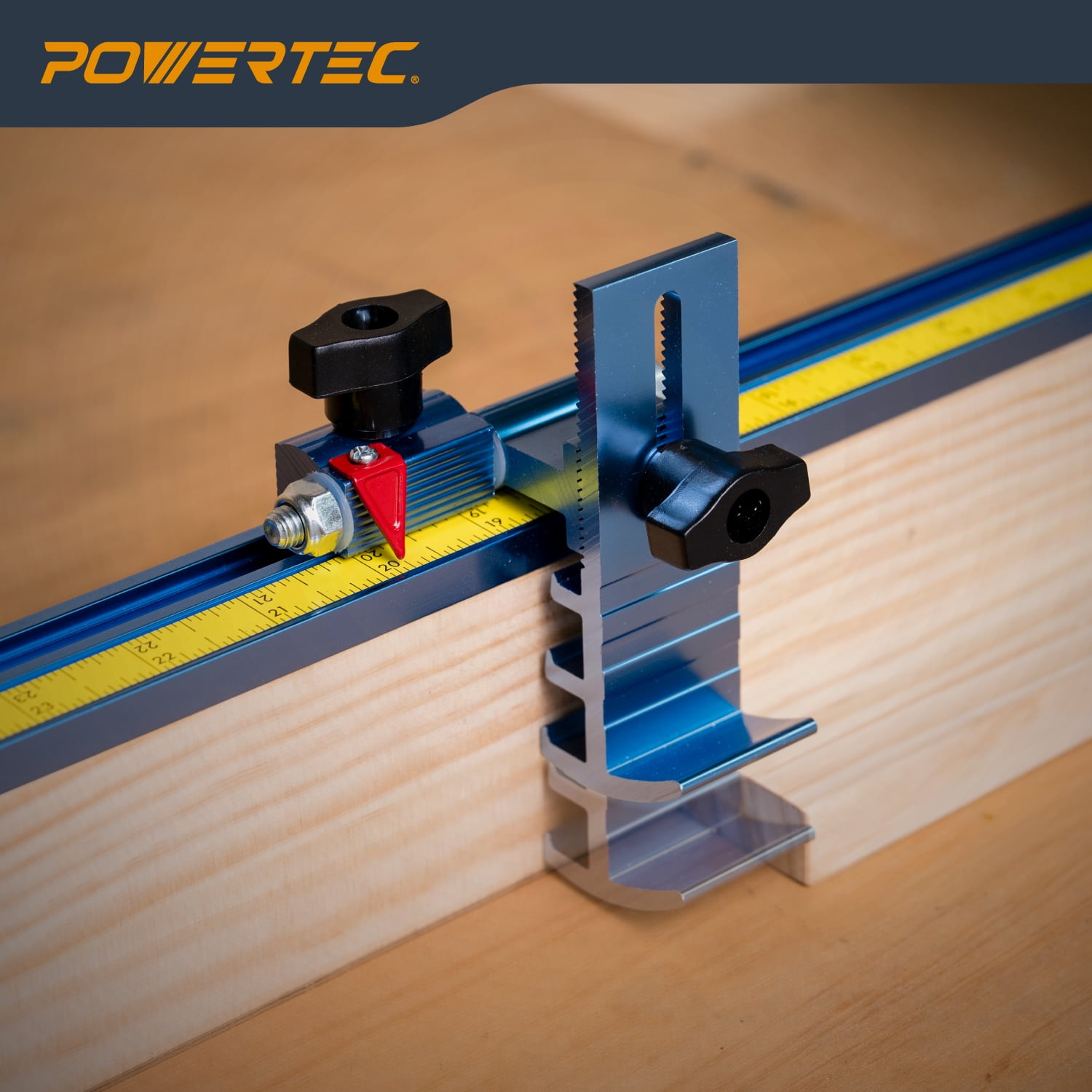 POWERTEC Miter Saw Fence for Miter Saw, Drill Press & Radial Arm Saw, Includes T Track Stop Kit, Tape Measures and T Track Fence Cap, T Track Accessories for Woodworking (71742N)