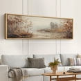 thumbnail image 2 of Large Framed Canvas Print Tranquil Fall Landscape, Warm Earthy Tones Wall Art Decorative Ready to Hang Painting for Living room Bedroom - 60"x20" Natural Frame, 2 of 7