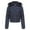 Dark Blue, variant on Quilted Puffer Jackets for Women with Detachable Fur Hood Cropped Padded Coat Warm Full Zip Jacket Winter Quilted Overcoat Comfy Pocketed Topcoat