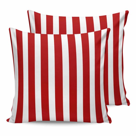 24x24 Pillow Covers Set of 2, Red Striped Throw Pillow Covers Decorative Couch Cushion Case, Christmas Farmhouse Red White Stripes Microfiber Square Pillowcases for Bedroom Car Living Room