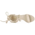 thumbnail image 4 of Sandalias Punta Abierta De Tacón De Mediana Grueso Con Cordón Para Mujer Beige 42, 4 of 7