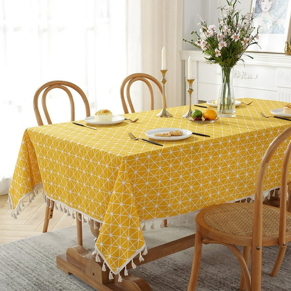 Vintage Floral Rectangle Tablecloth-Cotton Linen Fabric Resistant Tablecloths with Tassel for Outdoor Indoor Kitchen Dining Room Christmas Table Decor 140*200cm