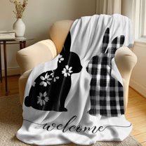 XGFHYJEH Easter Decoration, Easter Decorations for the Home, Easter Decor, Happy Easter Blanket Rabbits Eggs Throw Blanket Rabbits Blanket Couch Sofa Soft Warm Bed Decoration For Women Men