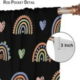 thumbnail image 6 of Rainbow Blackout Curtains Boho Colorful Cartoon Cute Abstract Rainbow Black Art Printed Kids Girls Bedroom Living Room Nursery Rod Pocket Decoration Window Drapes 2 Panels W21xL54in, 6 of 6