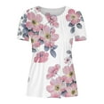 thumbnail image 5 of Youyipin Womens Tops Spring Fashion Dressy Casual 2023 Fashion Floral Print Tunic Plus Size Short Sleeve V Neck Henley Shirts Beach Vacation Clothes, 5 of 5