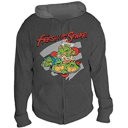 Teenage Mutant Ninja Turtles Fresh from the Sewer Men's Gray Hoodie, Medium